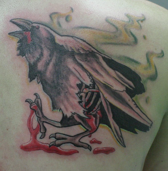 僵尸乌鸦和血迹纹身图案