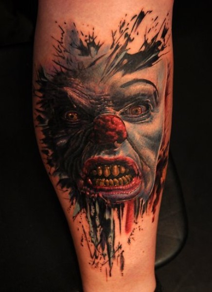 可怕的小丑怪物彩绘纹身图案