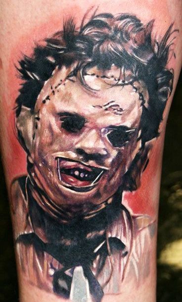 手臂恐怖风格彩色怪物男纹身图案