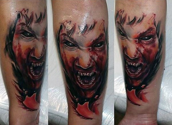 华丽可怕的血腥吸血鬼手臂纹身图案