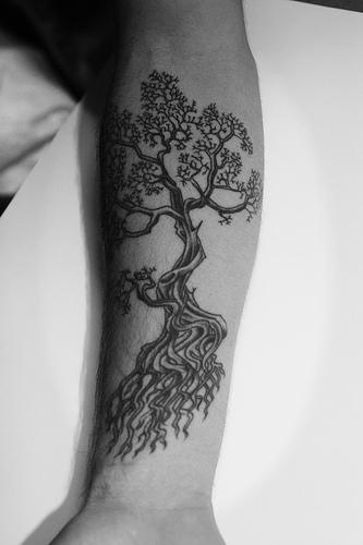 美丽的黑色大树纹身图案