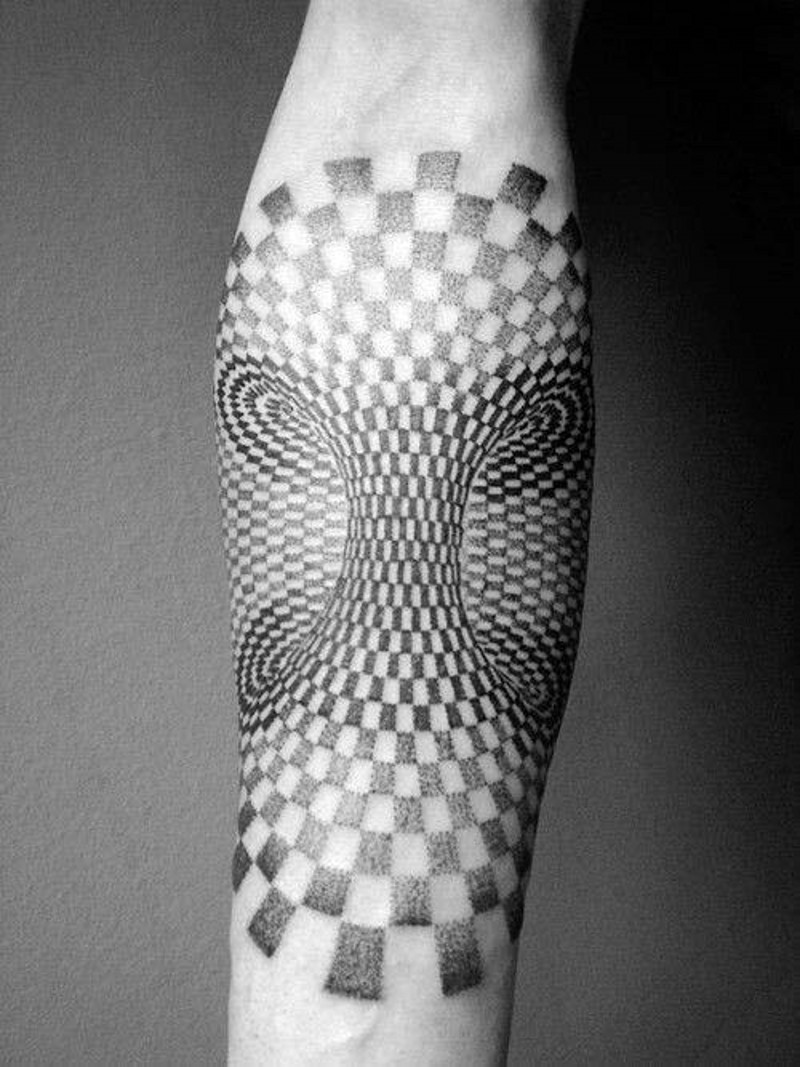 手臂黑白催眠装饰个性纹身图案