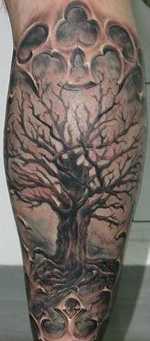 小腿好看的树纹身图案