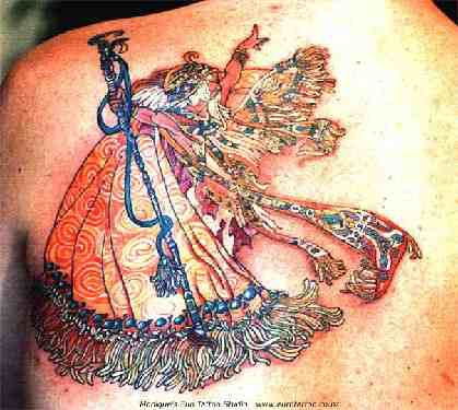亚洲风格的仙女彩绘纹身图案