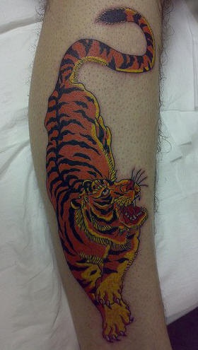 手臂亚洲风格的老虎纹身图案
