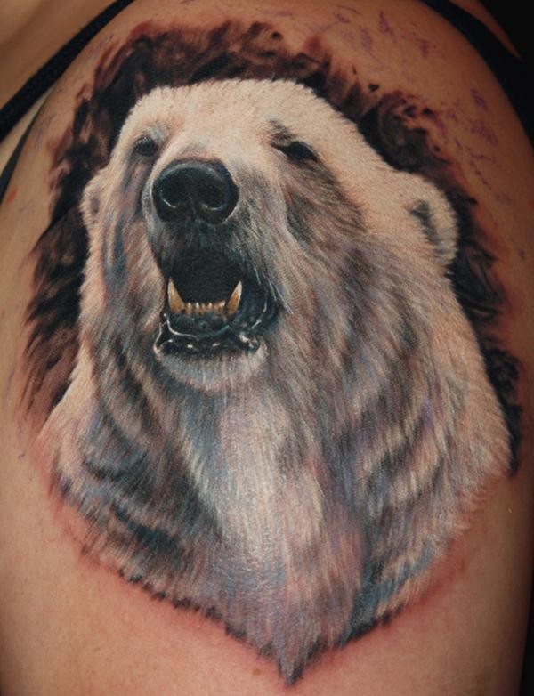 超级逼真的北极熊纹身图案