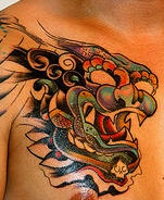 亚洲神话中的狮子纹身图案