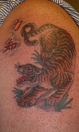 亚洲风格的老虎彩绘纹身图案