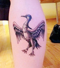 小腿鸭子与美丽的翅膀纹身图案