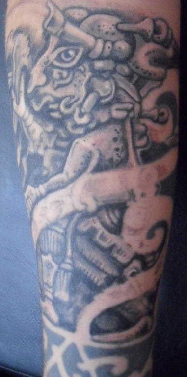 阿兹特克人的神像黑色纹身图案