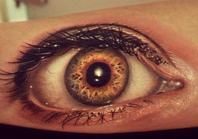 手臂写实逼真的人眼睛纹身图案