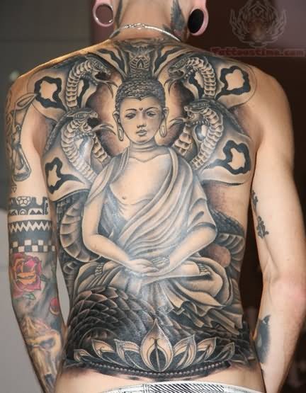 背部伟大的冥想佛陀纹身图案
