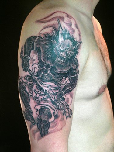 亚洲风格死亡恶魔手臂纹身图案