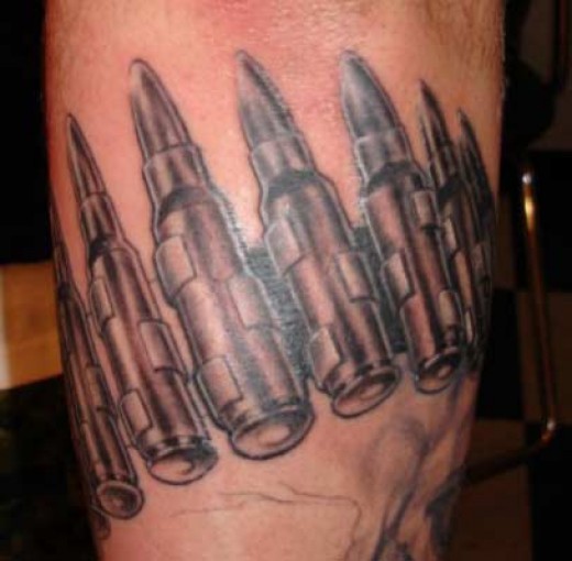 很酷的军事风格子弹手臂纹身图案