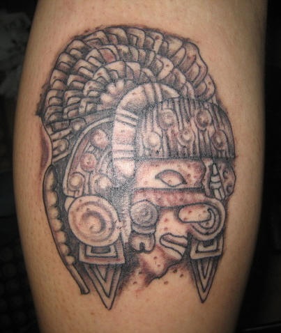 阿兹特克女性武士头像纹身图案