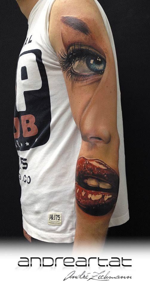 手臂设计彩色女性的肖像纹身图案