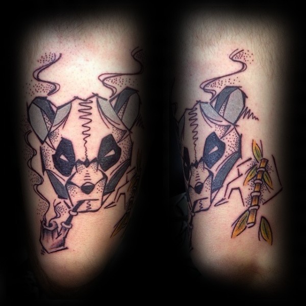 个性的彩色烟熏熊猫纹身图案