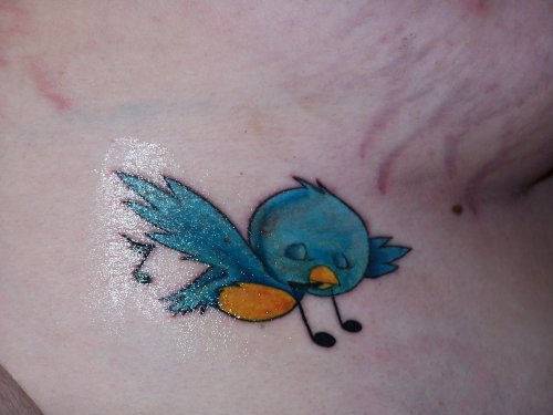 歌唱的可爱卡通小鸟纹身图案