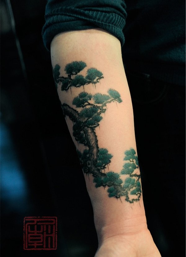 手臂优雅美丽的树纹身图案