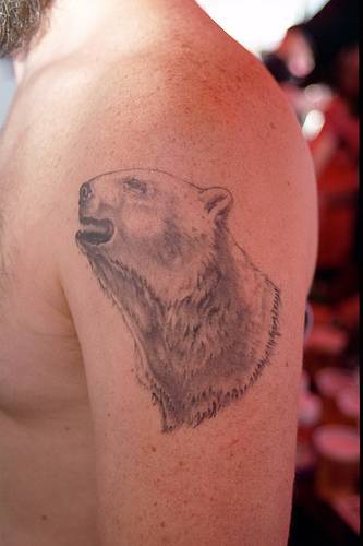 手臂逼真的北极熊纹身图案