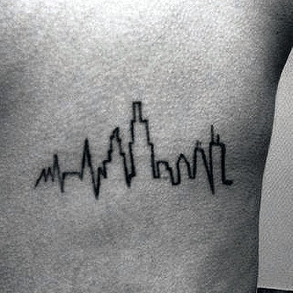 简单的黑色线条城市轮廓纹身图案