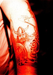 手臂维京战士传统艺术纹身图案