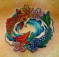 美丽的鱼阴阳设计纹身图案