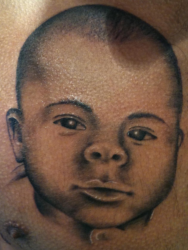 小宝宝肖像写实风格纹身图案