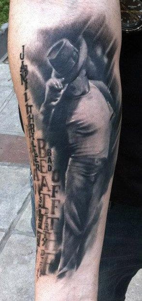 手臂纪念风格迈克尔杰克逊肖像纹身图案