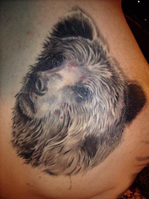 逼真的熊头纹身图案
