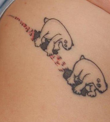 北极熊抓伤皮肤纹身图案