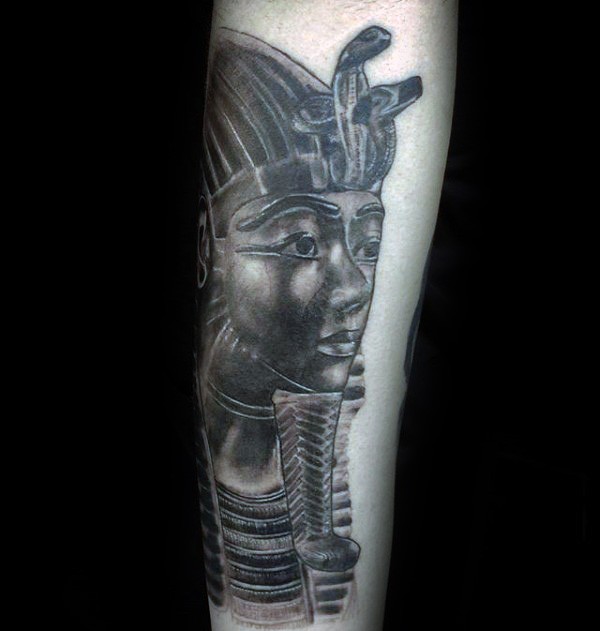 黑色风格埃及雕像个性纹身图案