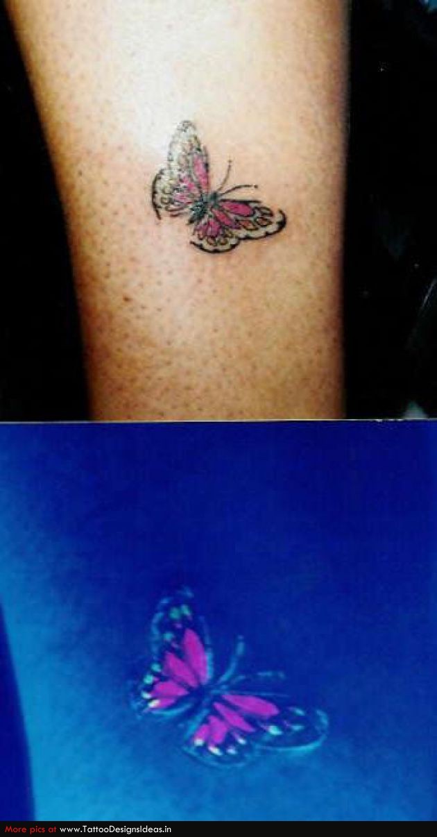 美丽的蝴蝶彩色荧光纹身图案