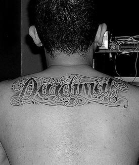 背部设计的英文字母题词纹身图案