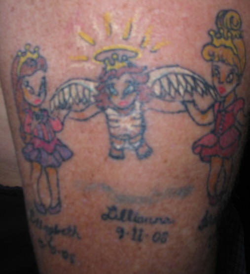小天使和两个公主纹身图案