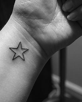 手腕简约经典的星星纹身图案