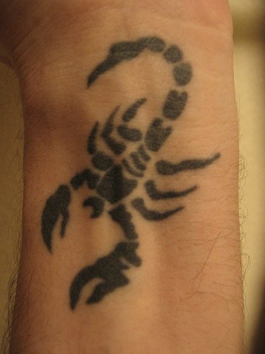 黑蝎子手腕纹身图案