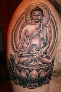 冥想佛祖黑色纹身图案