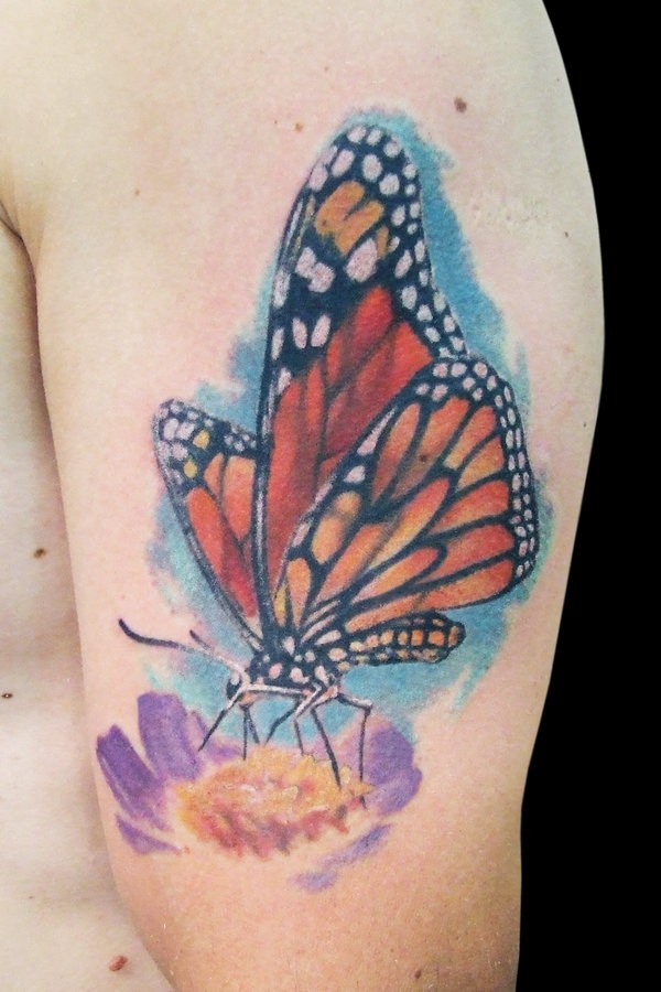 漂亮的蝴蝶与花蕊纹身图案