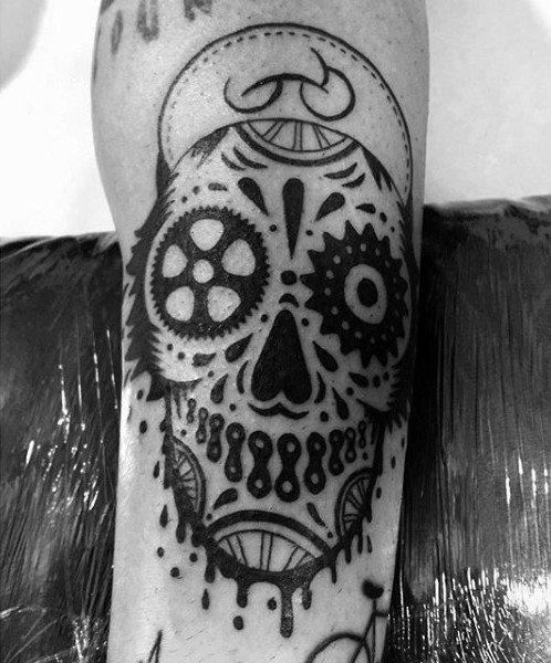 特殊设计的黑白墨西哥风格骷髅纹身图案