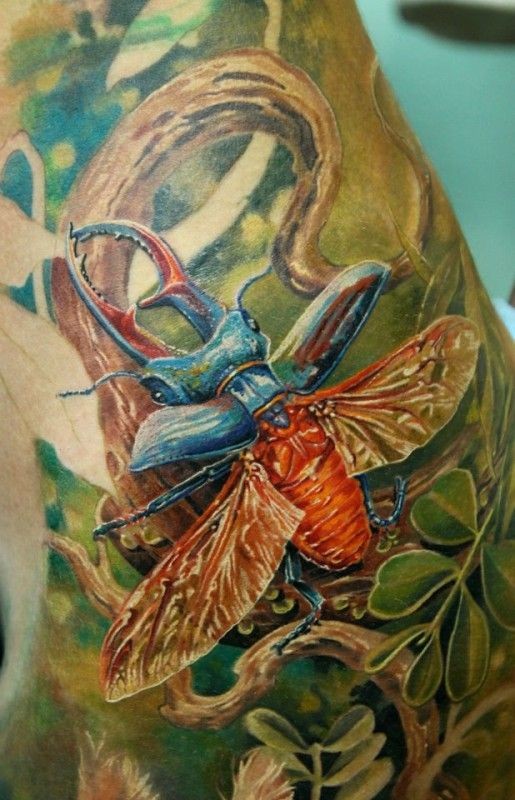 丰富多彩的昆虫和树林纹身图案