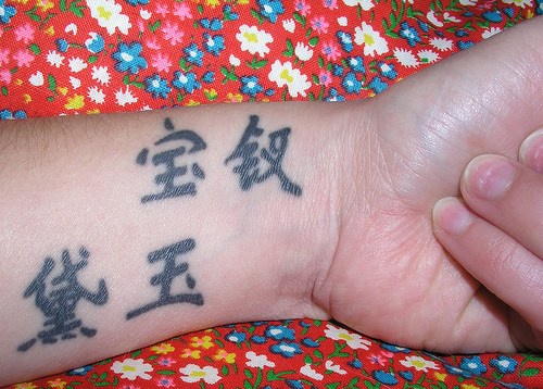 中国象形文字的手腕纹身图案