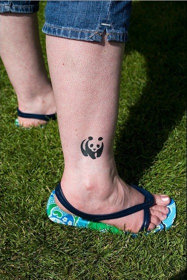 中国风大熊猫小腿纹身图案