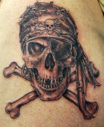 经典的海盗骷髅纹身图案