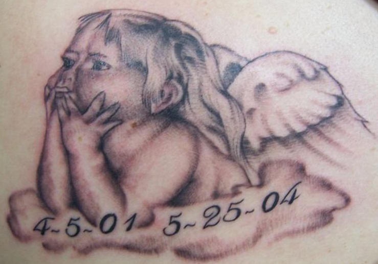 小天使和数字纹身图案
