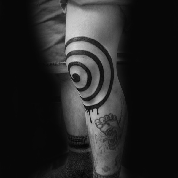 膝盖黑色线条催眠符号纹身图案