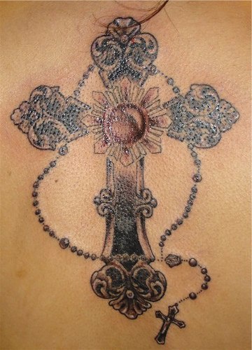十字架花朵图腾纹身图案