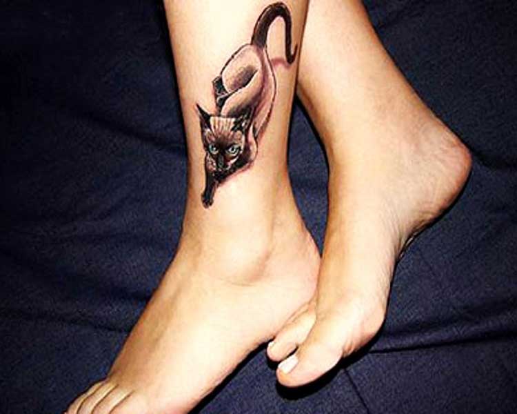 暹罗猫腿部纹身图案