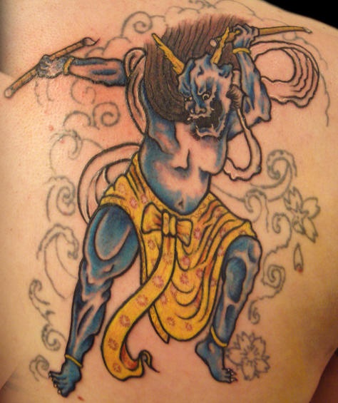 蓝色的恶魔武士纹身图案