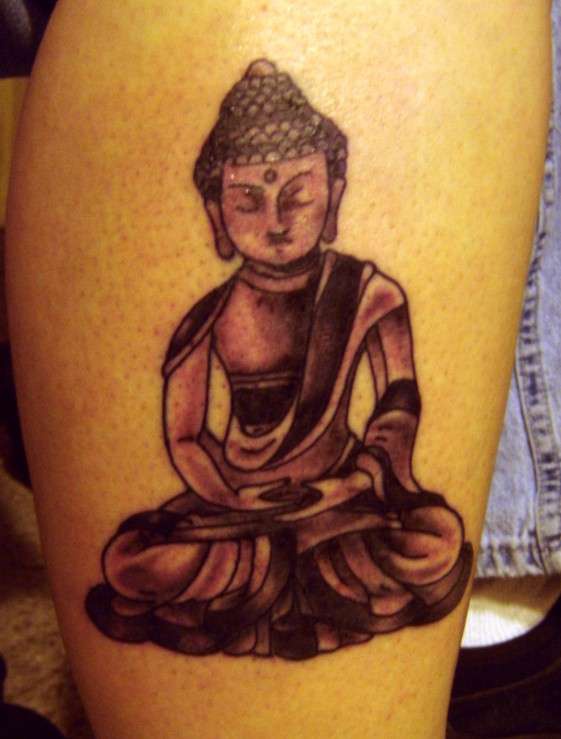 冥想的佛像纹身图案